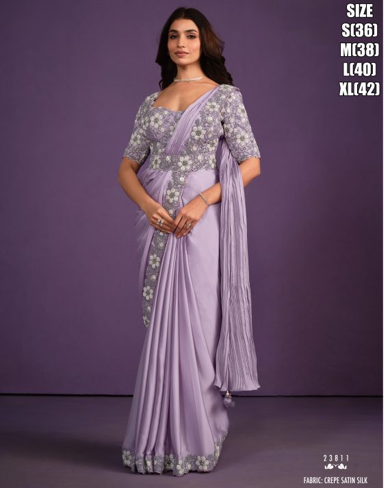 Exotica Catalogue Embroidery Designer Wedding Style Ready To Wear Sarees (1 Minute Sarees)