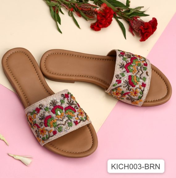 Women's Embroidered Slip-On Flip-Flops