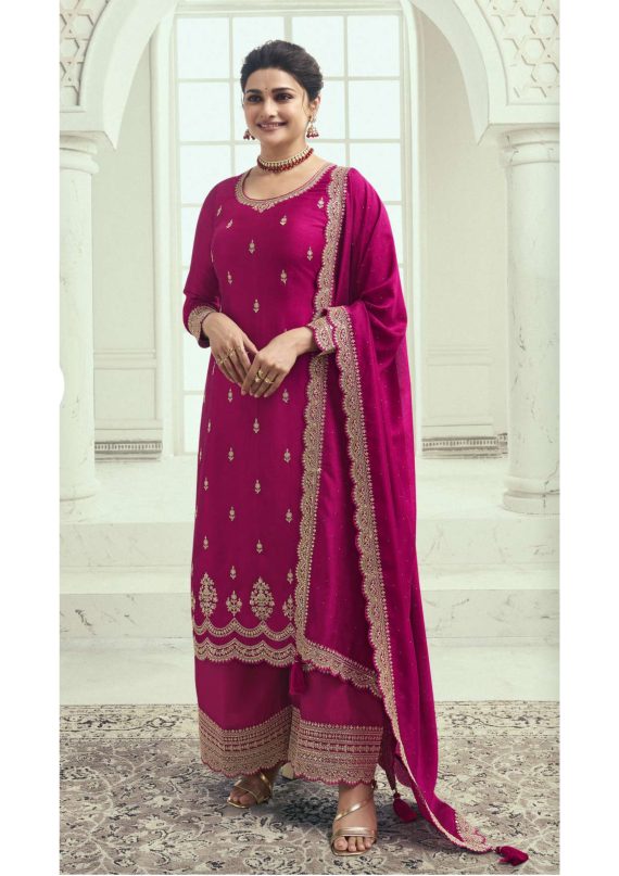 Elegant Semi Stitched Silk Georgette Embroidery Salwar Dupatta & PLazzo Perfect For Eid Collection 2024