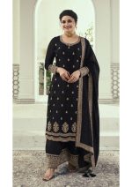 Elegant Semi Stitched Silk Georgette Embroidery Salwar Dupatta & PLazzo Perfect For Eid Collection 2024