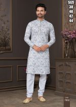 Men's Silk Embroidered Kurta With Payjama