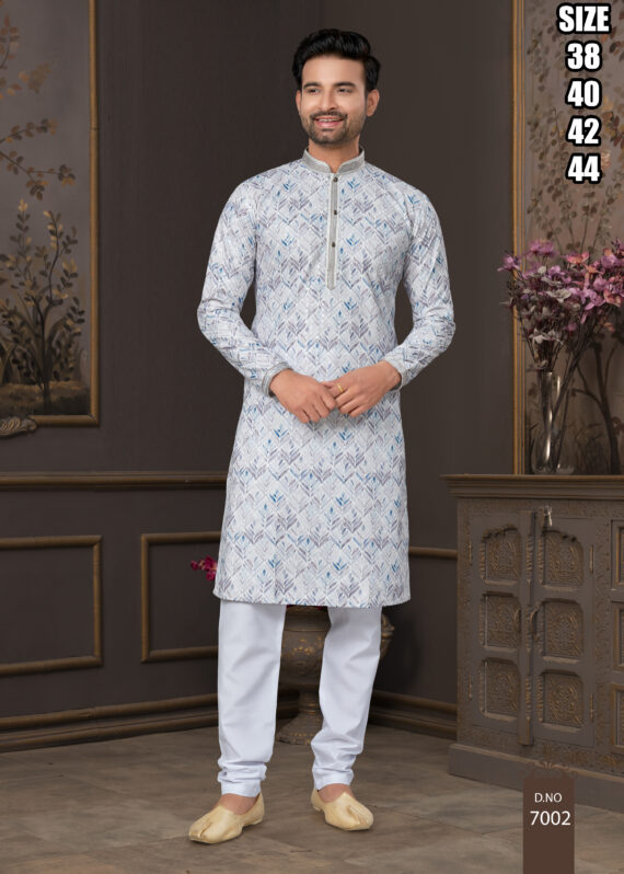 Men's Silk Embroidered Kurta With Payjama