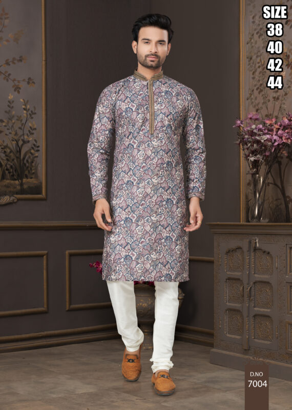 Men's Silk Embroidered Kurta With Payjama