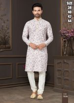 Men's Silk Embroidered Kurta With Payjama