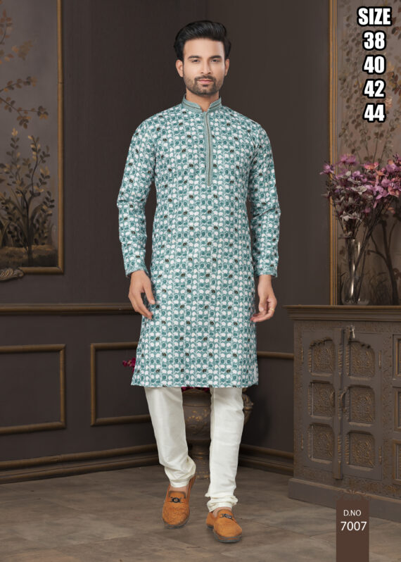 Men's Silk Embroidered Kurta With Payjama