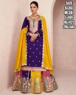 Eid Elegance Stitched Hevey Chinon Salwar, Dupatta, And Skirt With Elegant Embroidery Elevate Your Festive Collection