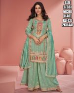 Discover the Latest Trends in Partywear Organza Simar Silk Embroidery Stitched Top Plazzo with Dupatta