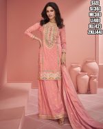 Discover the Latest Trends in Partywear Organza Simar Silk Embroidery Stitched Top Plazzo with Dupatta