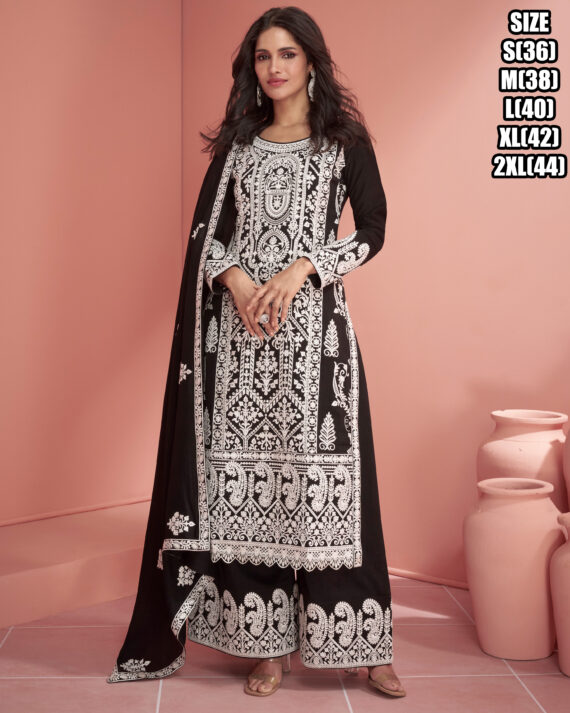 Your Occasion With Our Readymade Premium Silk Ensemble Adorned With Exquisite Embroidery Perfect For Effortless Party Glamour