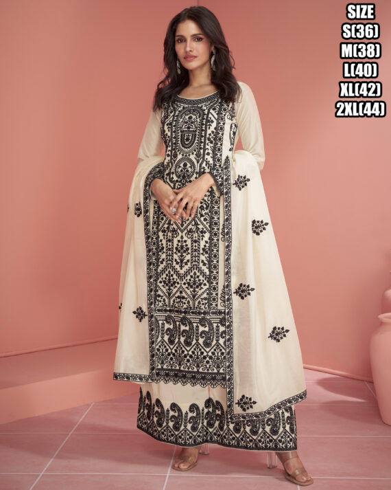 Your Occasion With Our Readymade Premium Silk Ensemble Adorned With Exquisite Embroidery Perfect For Effortless Party Glamour
