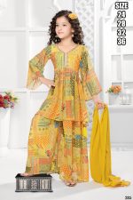 Ethnicrang Kids Wear Georgette Embroidery Colorful Stitched Sharara Set