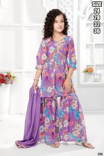 Ethnicrang Kids Wear Georgette Embroidery Colorful Stitched Sharara Set