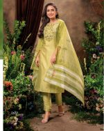 Embrace Elegance and Tradition with a Viscose Nylon Embroidery Stitched Partywear Kurti, Pant With Dupatta