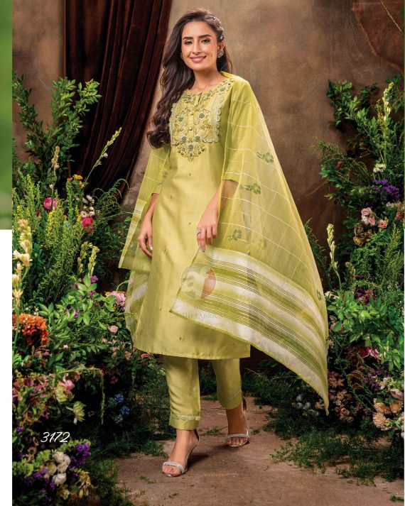 Embrace Elegance and Tradition with a Viscose Nylon Embroidery Stitched Partywear Kurti, Pant With Dupatta