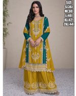 Complete Your Festive Look with a Premium Chinon Embroidery Stitched Partywear Top Plazzoo with Dupatta