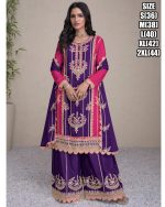 Complete Your Festive Look with a Premium Chinon Embroidery Stitched Partywear Top Plazzoo with Dupatta