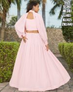 Georgette Glamour Embroidered Blouse Lehenga And Cap Puffed Sleeves Add Style Perfectly Stitched Ensemble