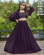 Georgette Glamour Embroidered Blouse Lehenga And Cap Puffed Sleeves Add Style Perfectly Stitched Ensemble