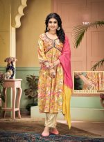 Foil Print Kurti Aliya Cut With Embroidery Ryon Capsule Pent & Fancy Dupatta Ready-to-wear Chic