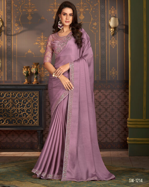 Ethnicrang Women's Un Stitched Embrodiery Partywear Designer Saree With Blouse