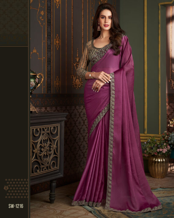 Ethnicrang Women's Un Stitched Embrodiery Partywear Designer Saree With Blouse