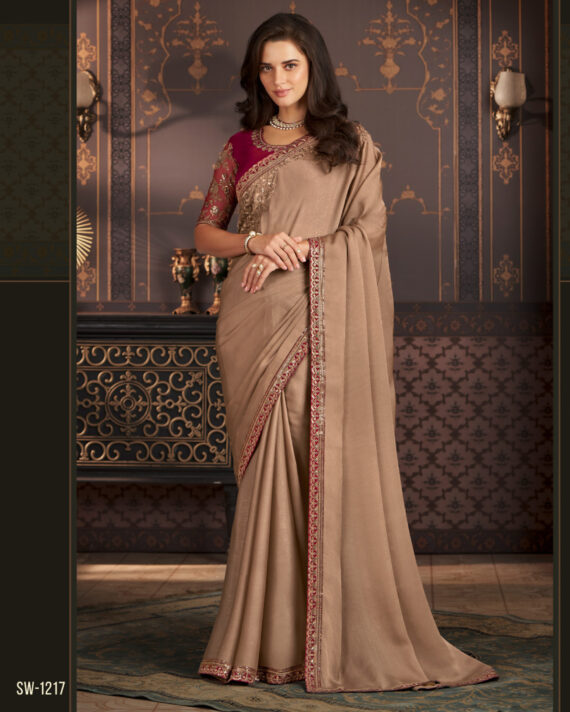 Ethnicrang Women's Un Stitched Embrodiery Partywear Designer Saree With Blouse