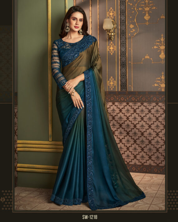 Ethnicrang Women's Un Stitched Embrodiery Partywear Designer Saree With Blouse