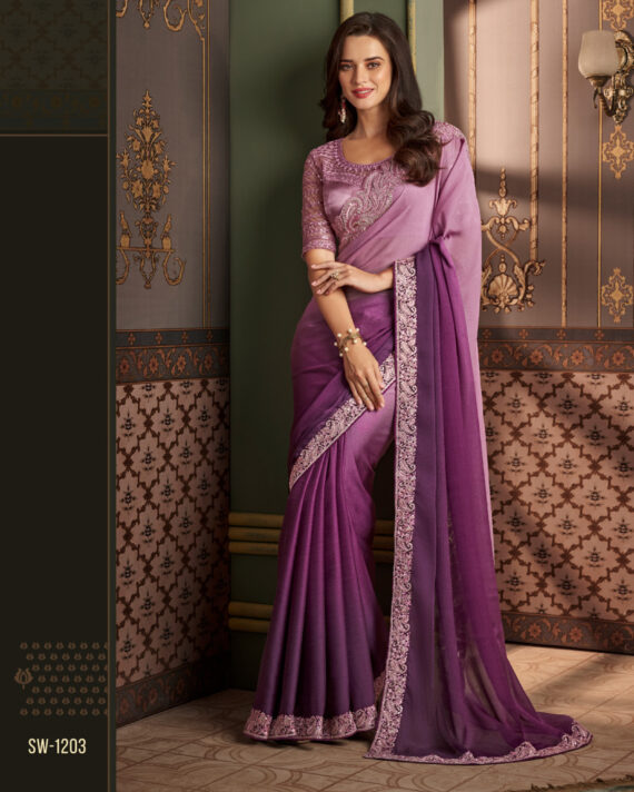 Ethnicrang Women's Un Stitched Embrodiery Partywear Designer Saree With Blouse