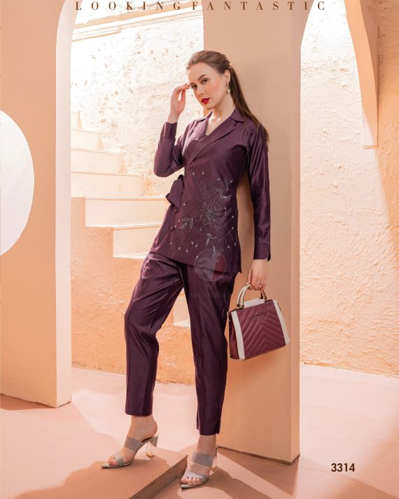 Ethnicrang Women's Viscose Stitched Pure Handwork Partywear Cord Set Indo Western Dress