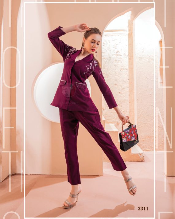 Ethnicrang Women's Viscose Stitched Pure Handwork Partywear Cord Set Indo Western Dress