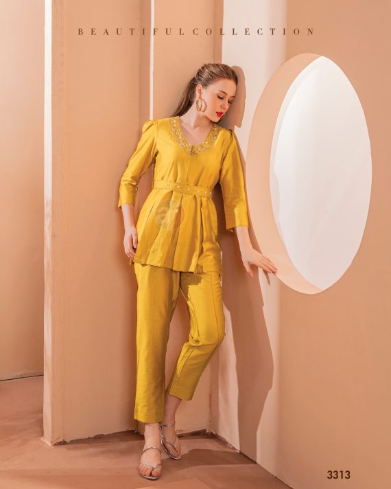 Ethnicrang Women's Viscose Stitched Pure Handwork Partywear Cord Set Indo Western Dress