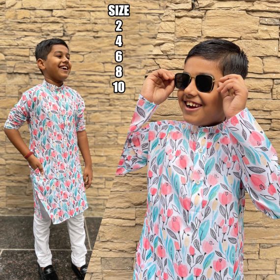 Ethnicrang Kids Wear Ethnic Traditional Stitched Printed Kurta With Pajama
