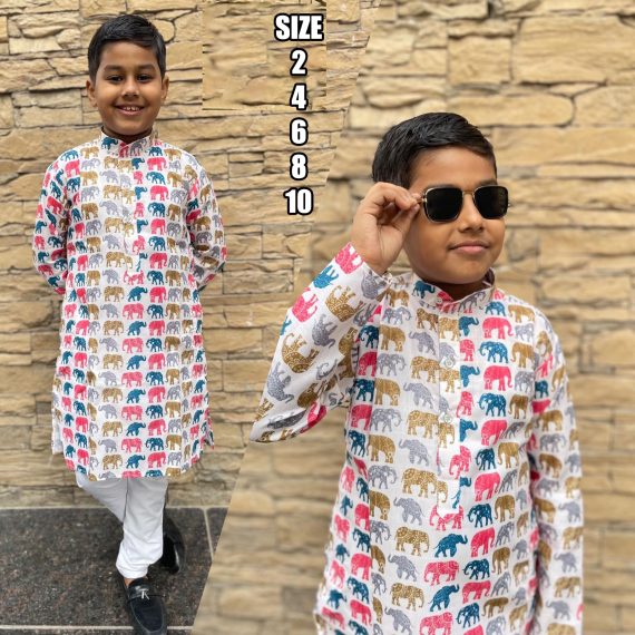 Ethnicrang Kids Wear Ethnic Traditional Stitched Printed Kurta With Pajama