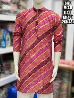 Ethnicrang Men's Traditional Stitched Lehariya Print Kurta Only