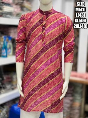 Ethnicrang Men's Traditional Stitched Lehariya Print Kurta Only