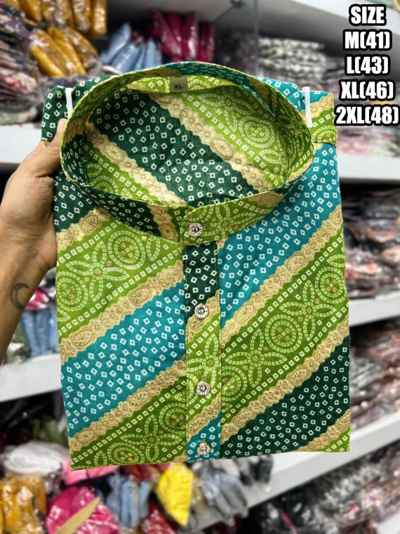 Ethnicrang Men's Traditional Stitched Lehariya Print Kurta Only