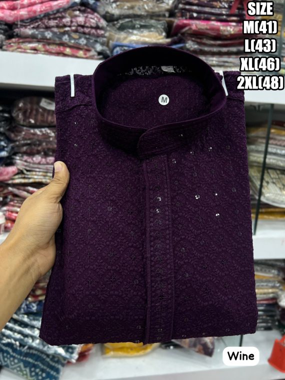 Ethnicrang Men's Traditional Chikan Work Kurta For All Beautiful Occasions