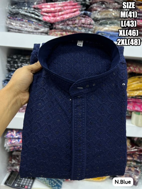 Ethnicrang Men's Traditional Chikan Work Kurta For All Beautiful Occasions