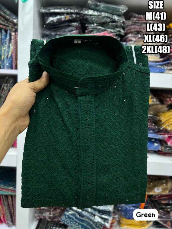 Ethnicrang Men's Traditional Chikan Work Kurta For All Beautiful Occasions