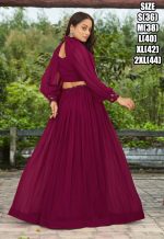 Georgette Glamour Embroidered Blouse Lehenga And Cap Puffed Sleeves Add Style Perfectly Stitched Ensemble