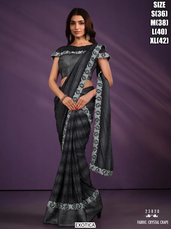 Exotica Catalogue Embroidery Designer Wedding Style Ready To Wear Sarees (1 Minute Sarees)