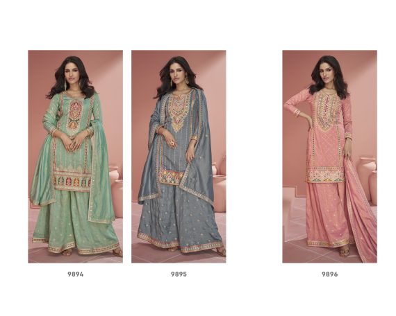 Discover the Latest Trends in Partywear Organza Simar Silk Embroidery Stitched Top Plazzo with Dupatta