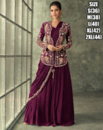 Women's Real Georgette Embrodiery Gown With Drape Dupatta Draped Gown Dress Drape Designer Dresses Designer Drape Gowns Drape Gown With Jacket Drape Indo Western Dress Latest Drape Dresses