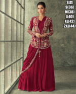 Women's Real Georgette Embrodiery Gown With Drape Dupatta Draped Gown Dress Drape Designer Dresses Designer Drape Gowns Drape Gown With Jacket Drape Indo Western Dress Latest Drape Dresses