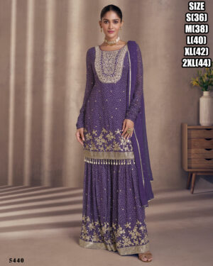 Eid Elegance Chinnon Silk Ensemble Ready To Wear Sharara Pair