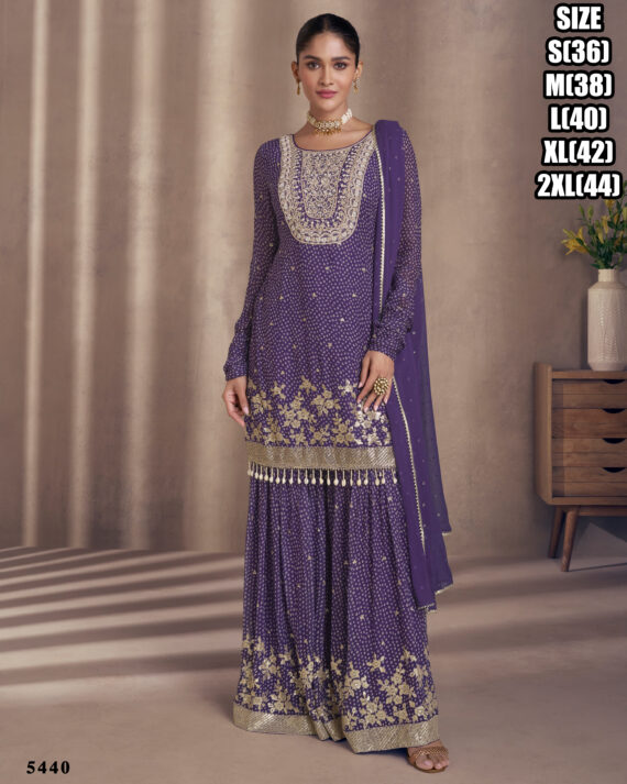 Eid Elegance Chinnon Silk Ensemble Ready To Wear Sharara Pair