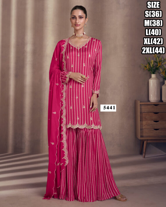 Eid Elegance Chinnon Silk Ensemble Ready To Wear Sharara Pair