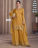 Eid Elegance Chinnon Silk Ensemble Ready To Wear Sharara Pair