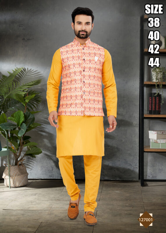 Ethnicrang Men's Heavy Cotton Stitched Kurta Pajama With Jacket