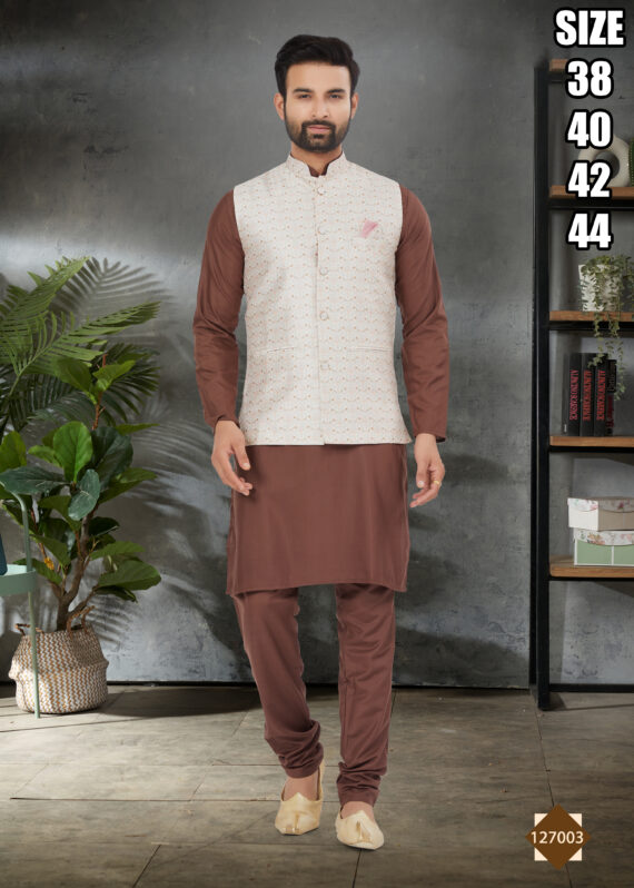 Ethnicrang Men's Heavy Cotton Stitched Kurta Pajama With Jacket